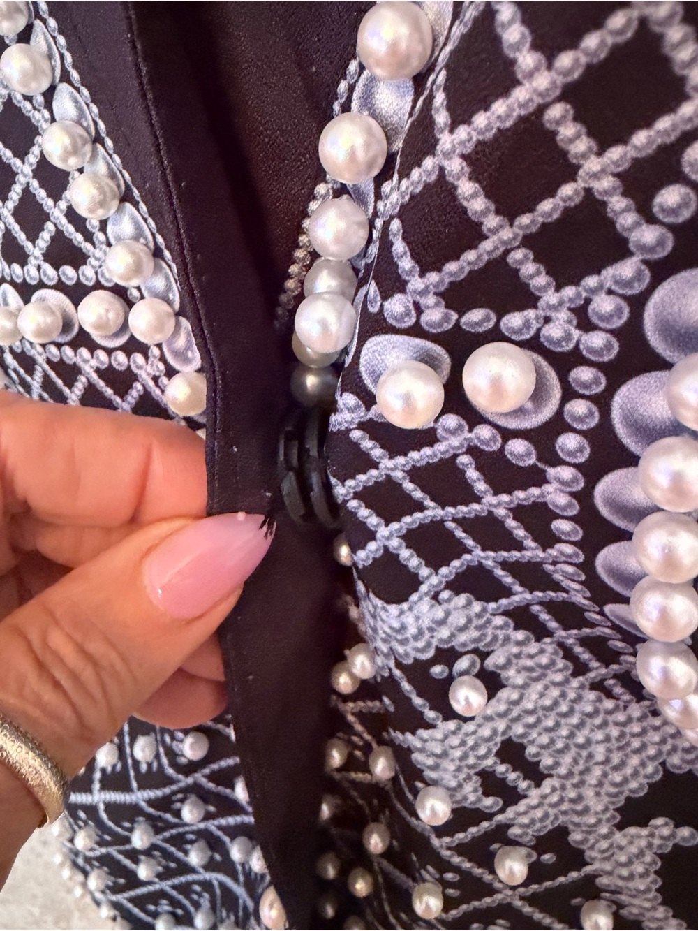 #719 Elegant Pearl Beaded Black & White Beaded Blazer/Dress. Like New - Picture 11 of 16